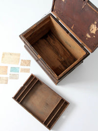 antique railroad conductor's box with original railway paperwork