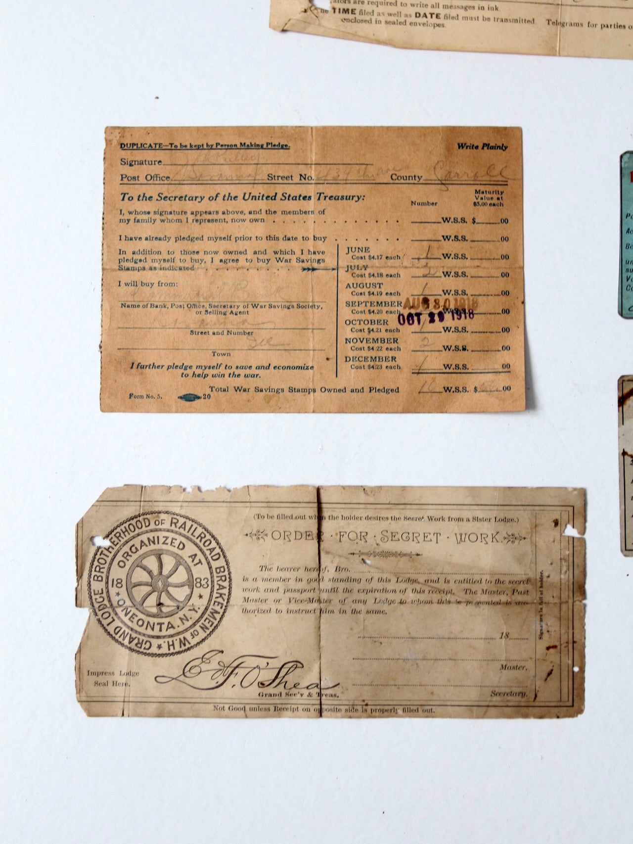 antique railroad conductor's box with original railway paperwork