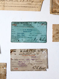 antique railroad conductor's box with original railway paperwork