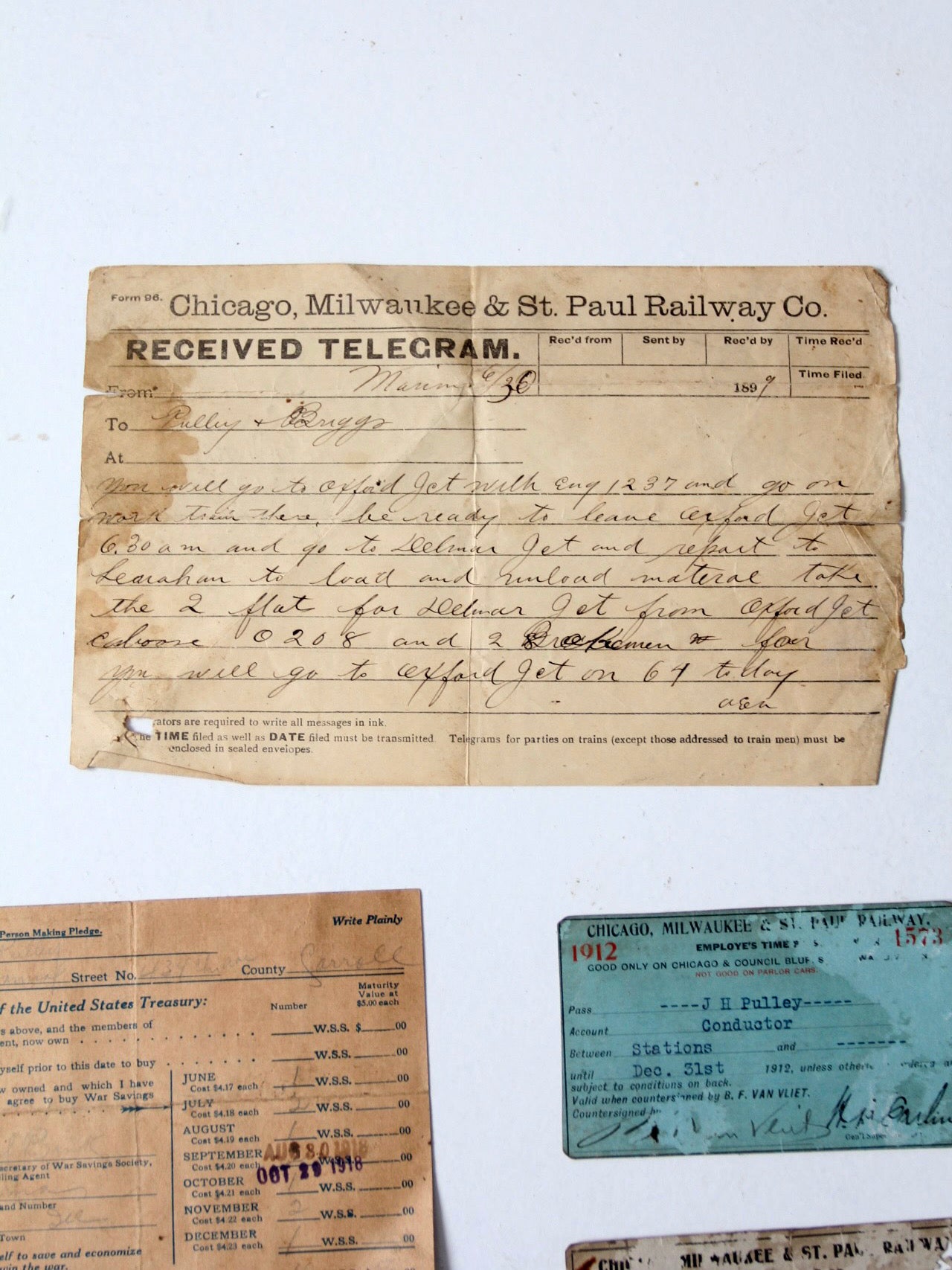 antique railroad conductor's box with original railway paperwork