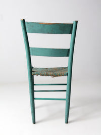 antique American painted ladder back rush seat chair