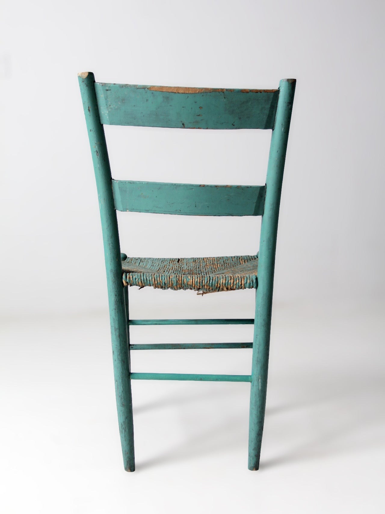 antique American painted ladder back rush seat chair