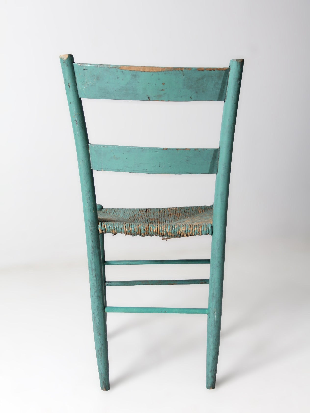 antique American painted ladder back rush seat chair