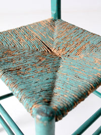 antique American painted ladder back rush seat chair