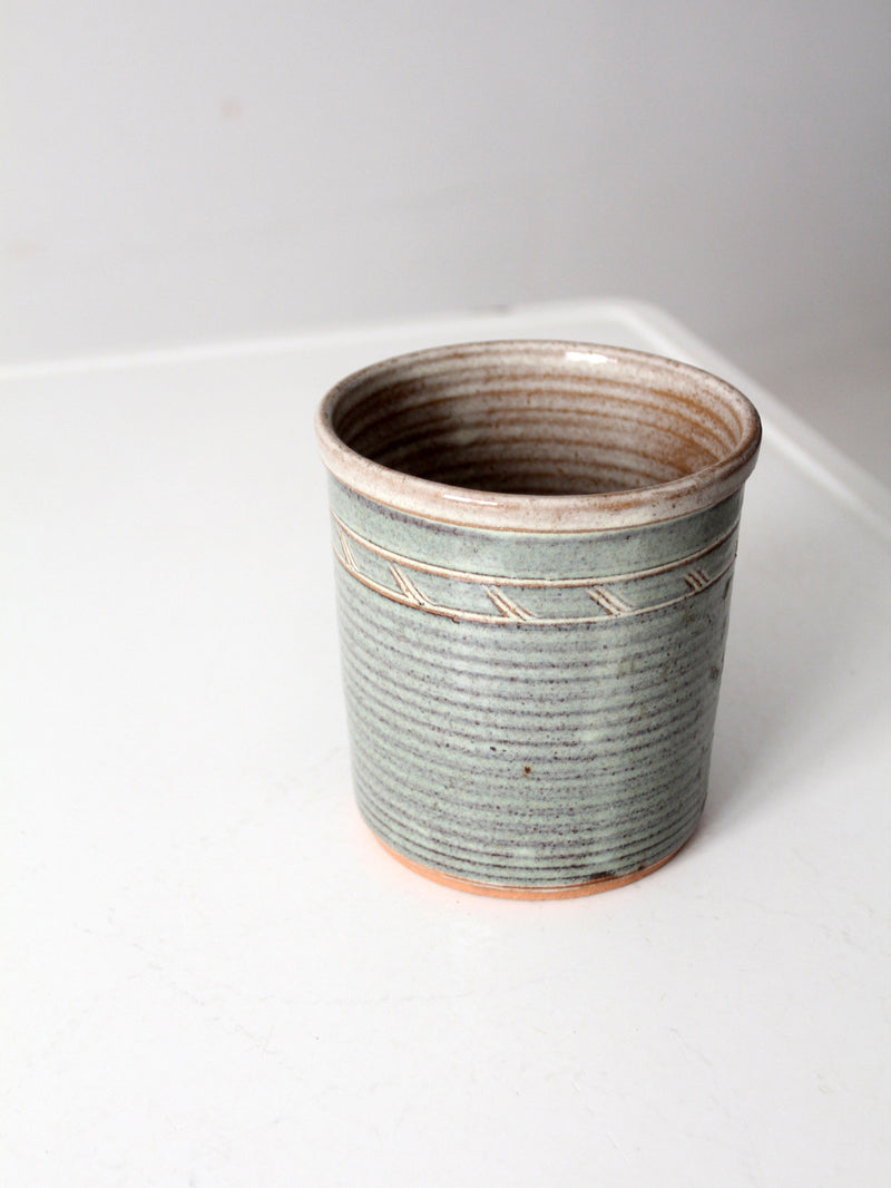 vintage studio pottery cache pot vase