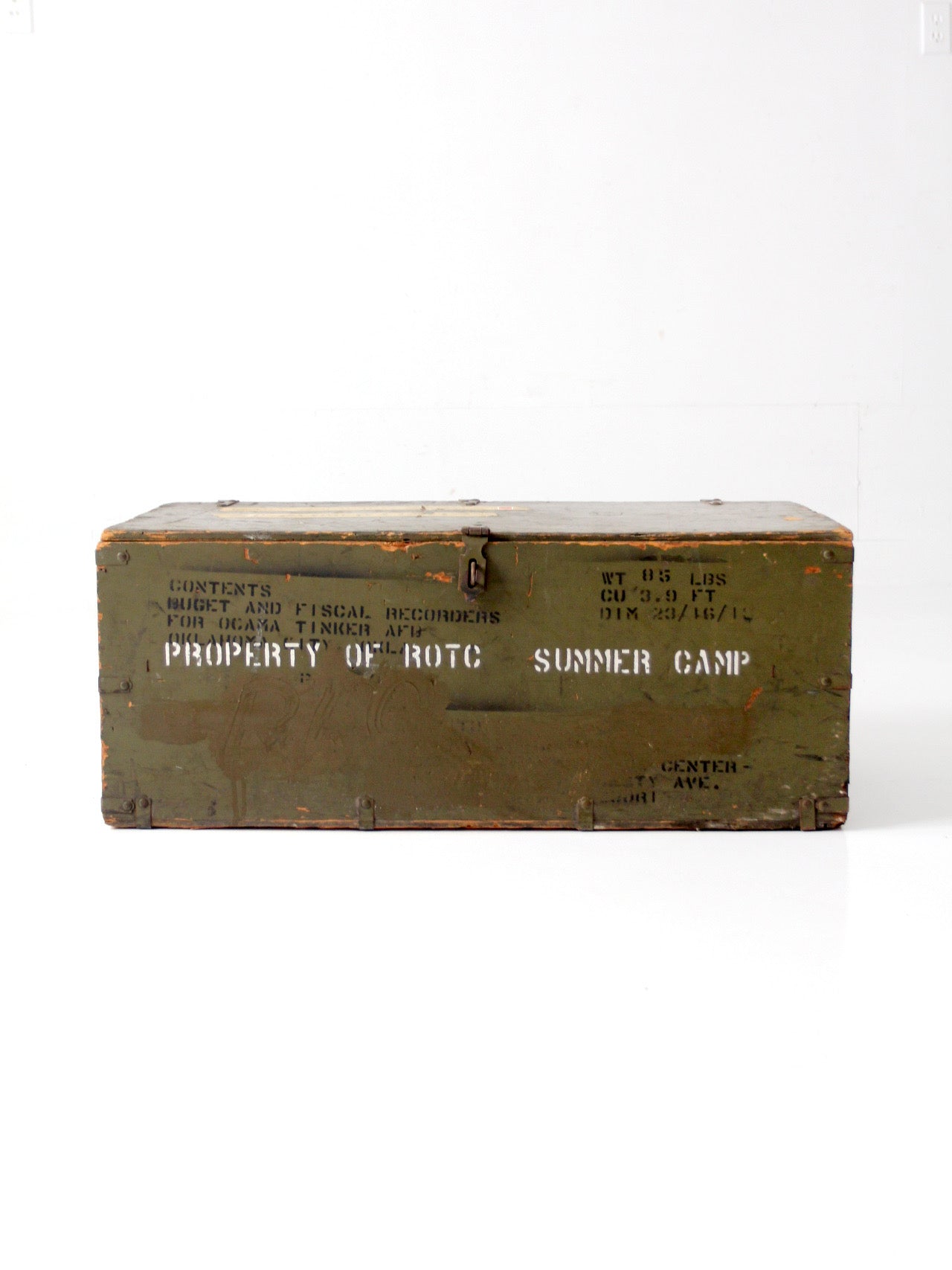 WWII military wooden storage crate trunk