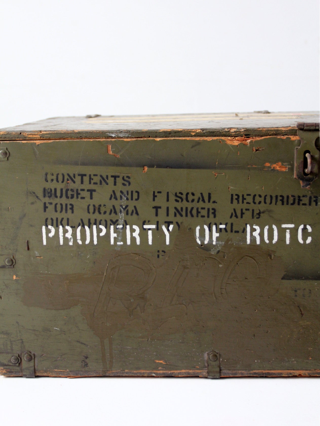 WWII military wooden storage crate trunk