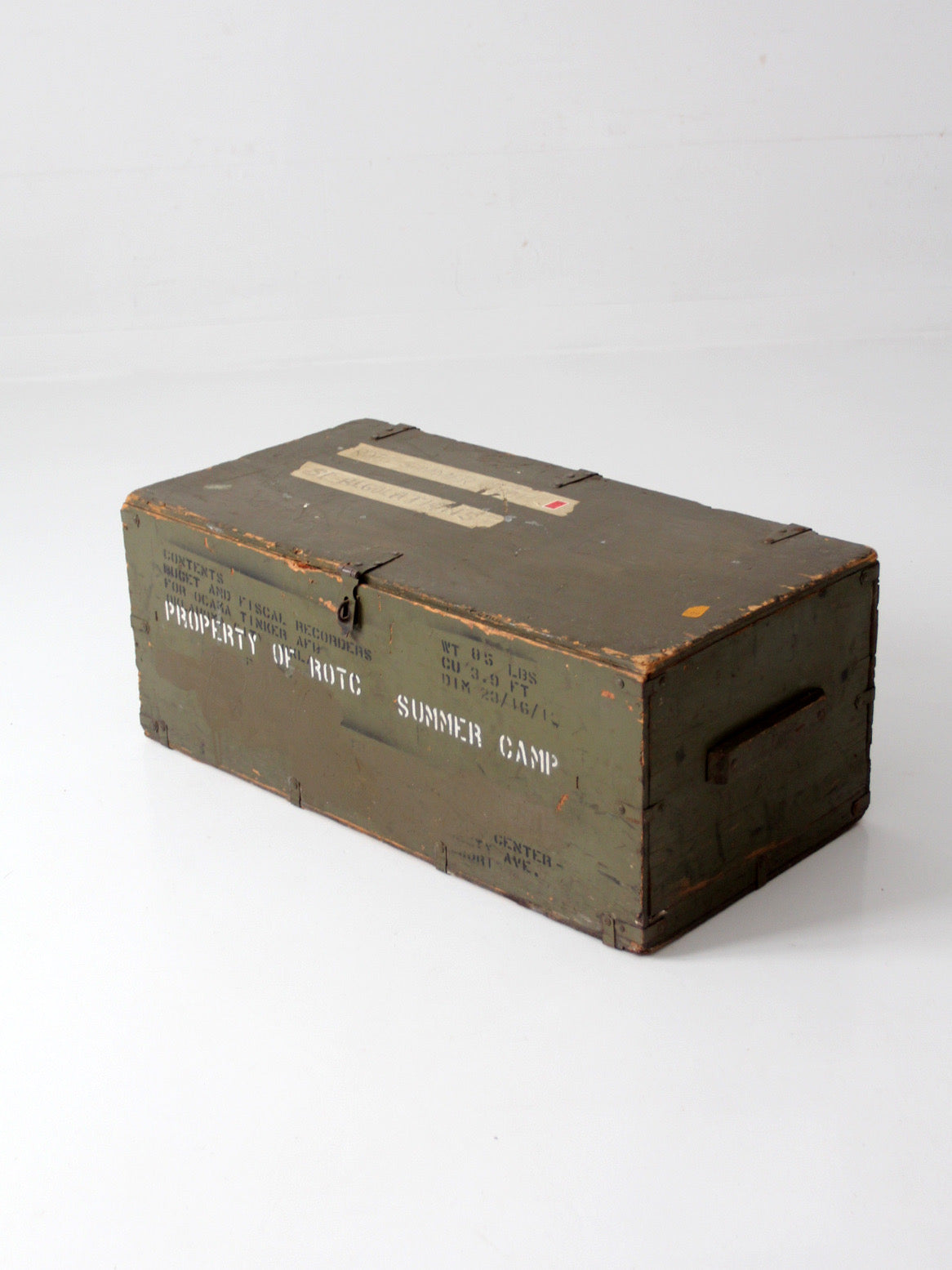 WWII military wooden storage crate trunk