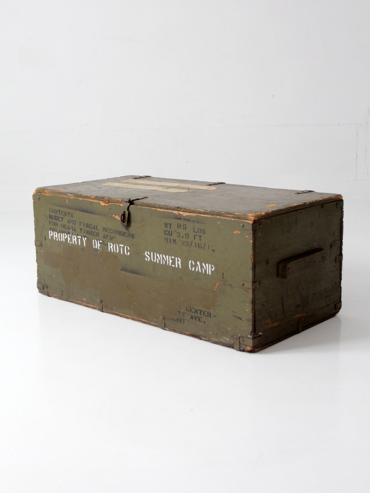 WWII military wooden storage crate trunk