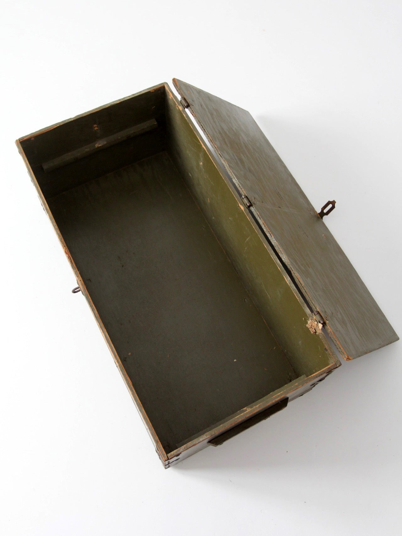 WWII military wooden storage crate trunk
