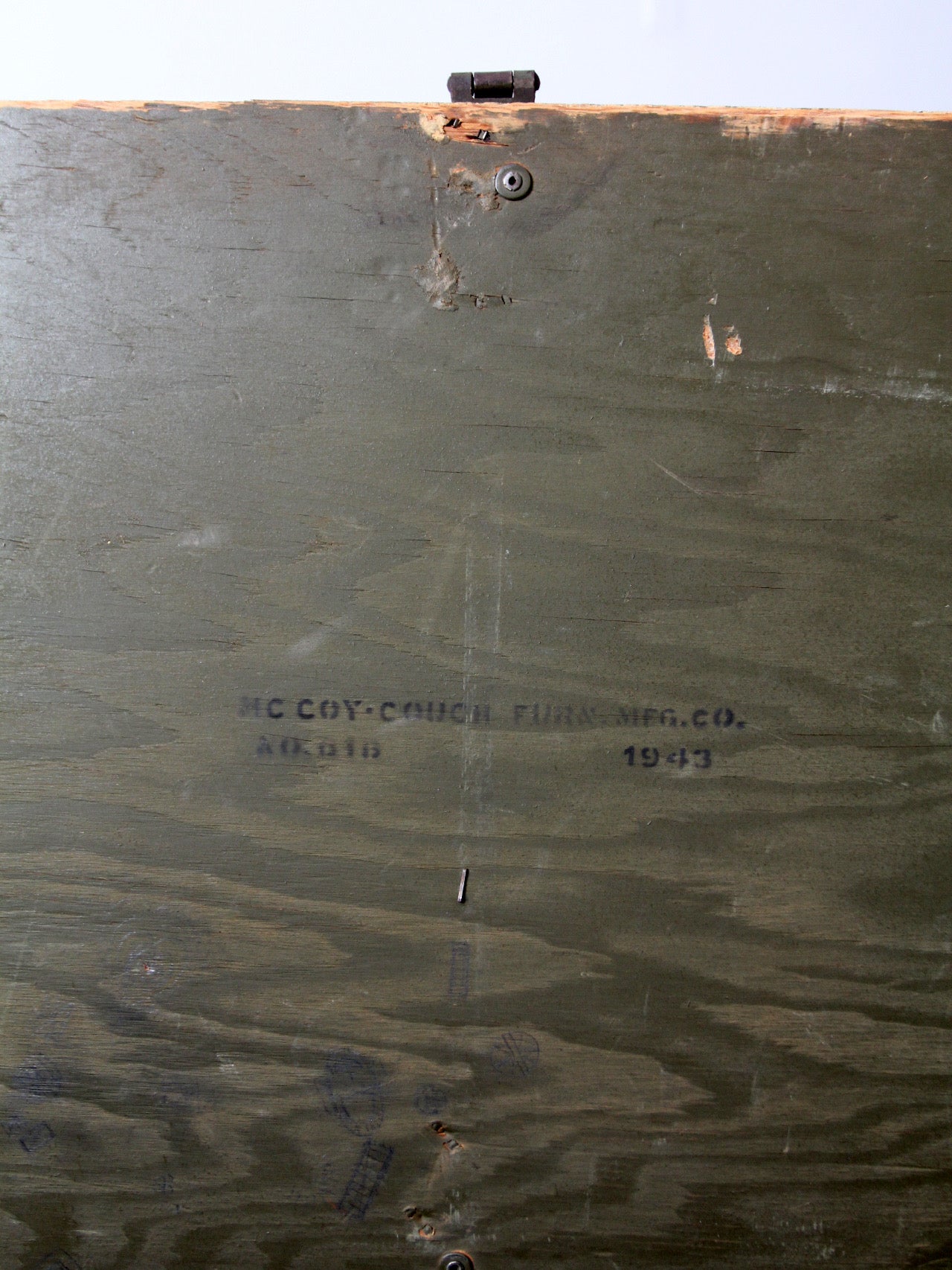WWII military wooden storage crate trunk