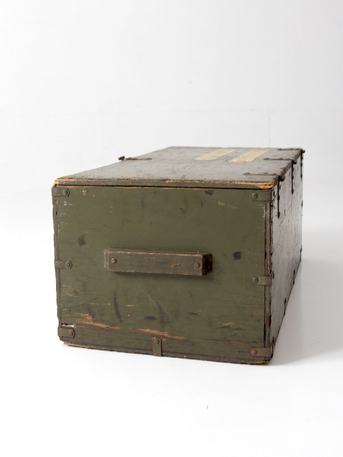 WWII military wooden storage crate trunk