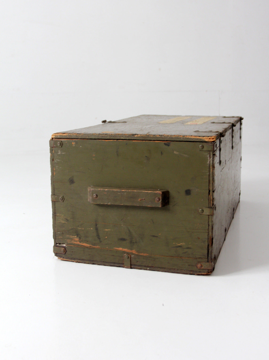 WWII military wooden storage crate trunk