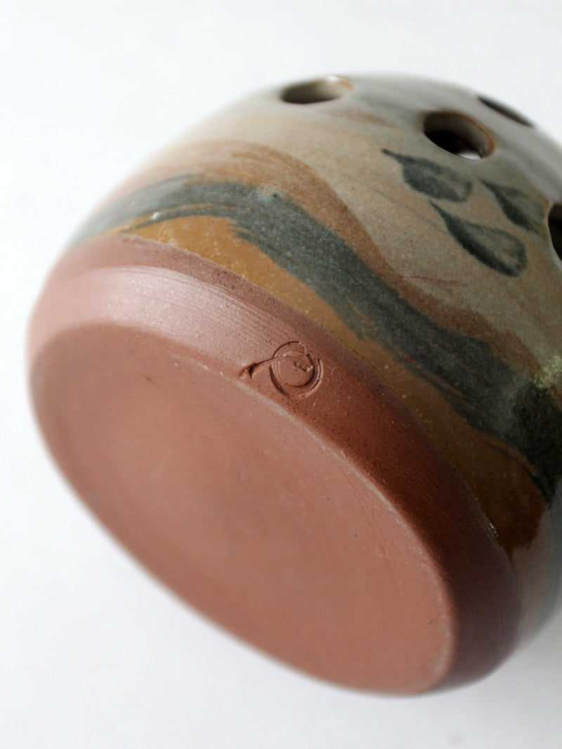 vintage studio pottery flower frog vase
