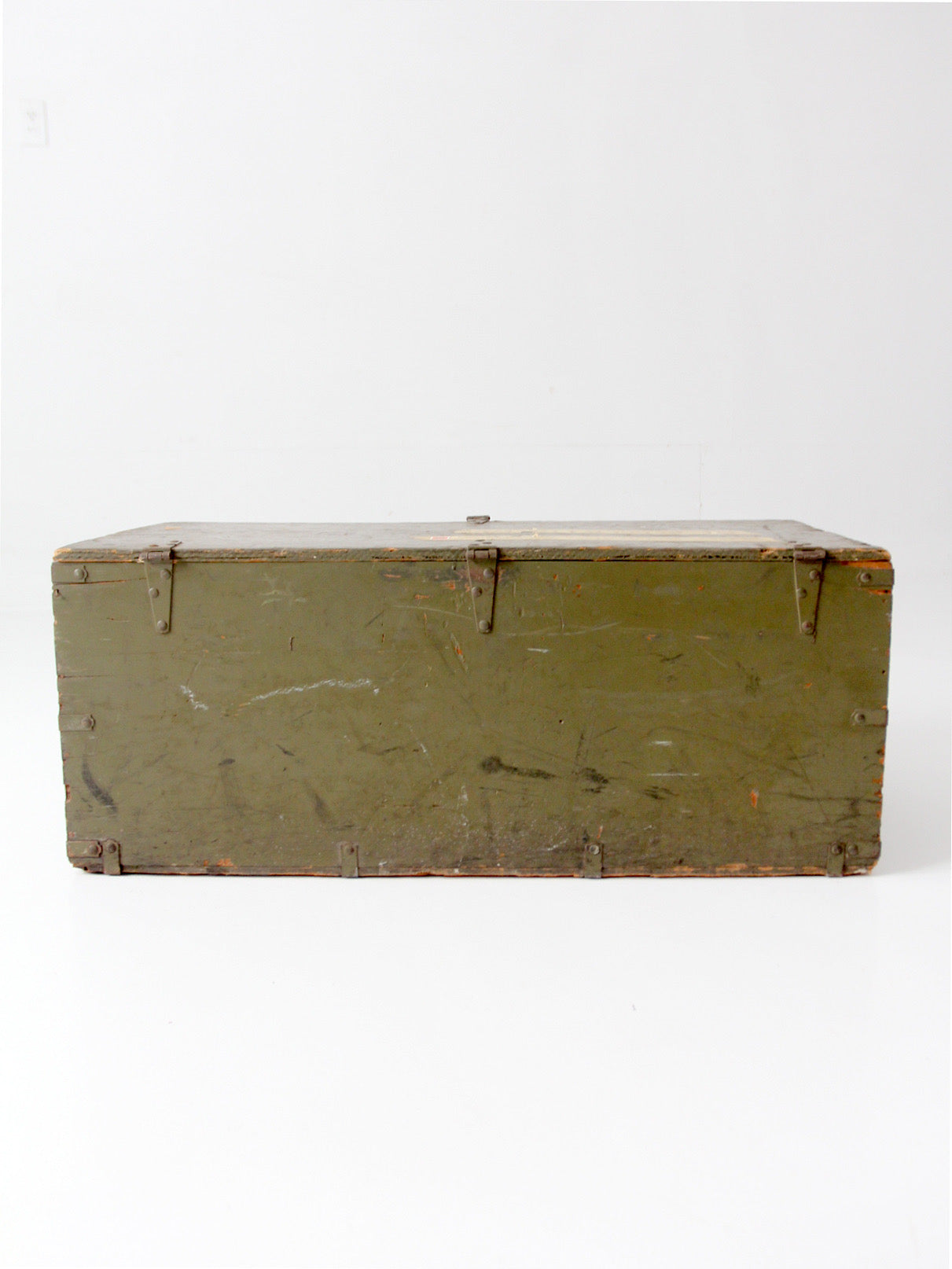 WWII military wooden storage crate trunk