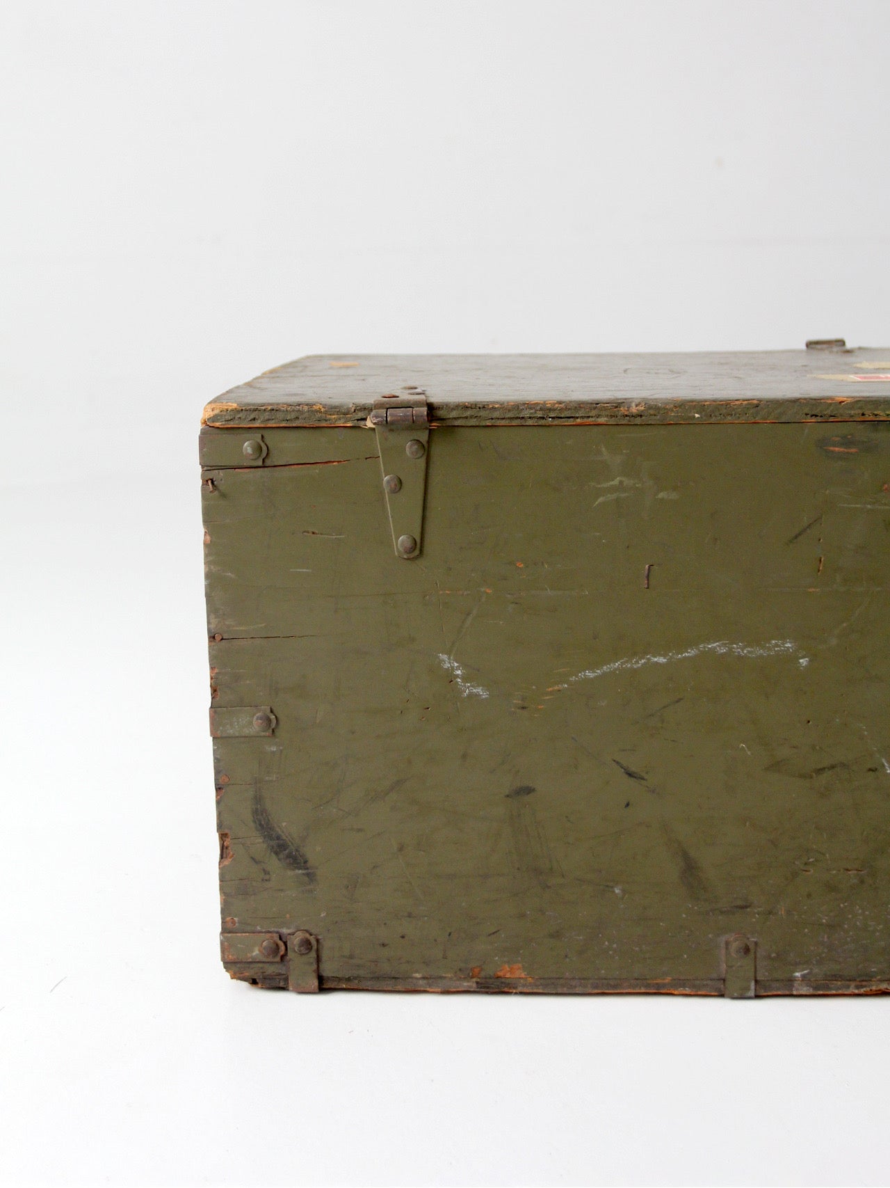 WWII military wooden storage crate trunk