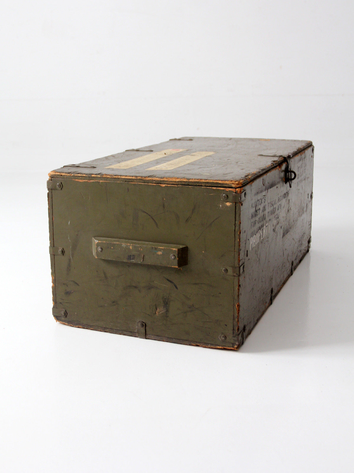 WWII military wooden storage crate trunk