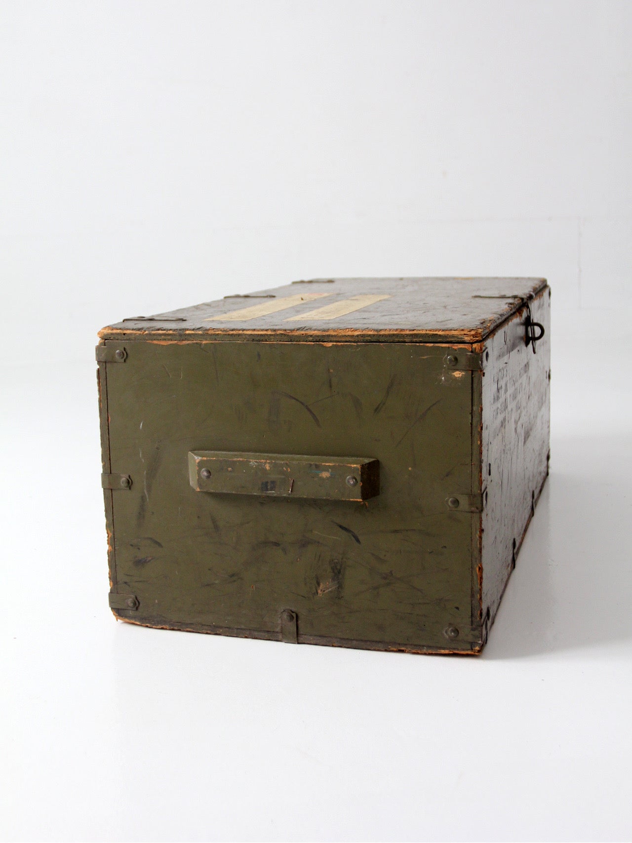WWII military wooden storage crate trunk