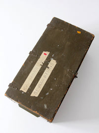 WWII military wooden storage crate trunk