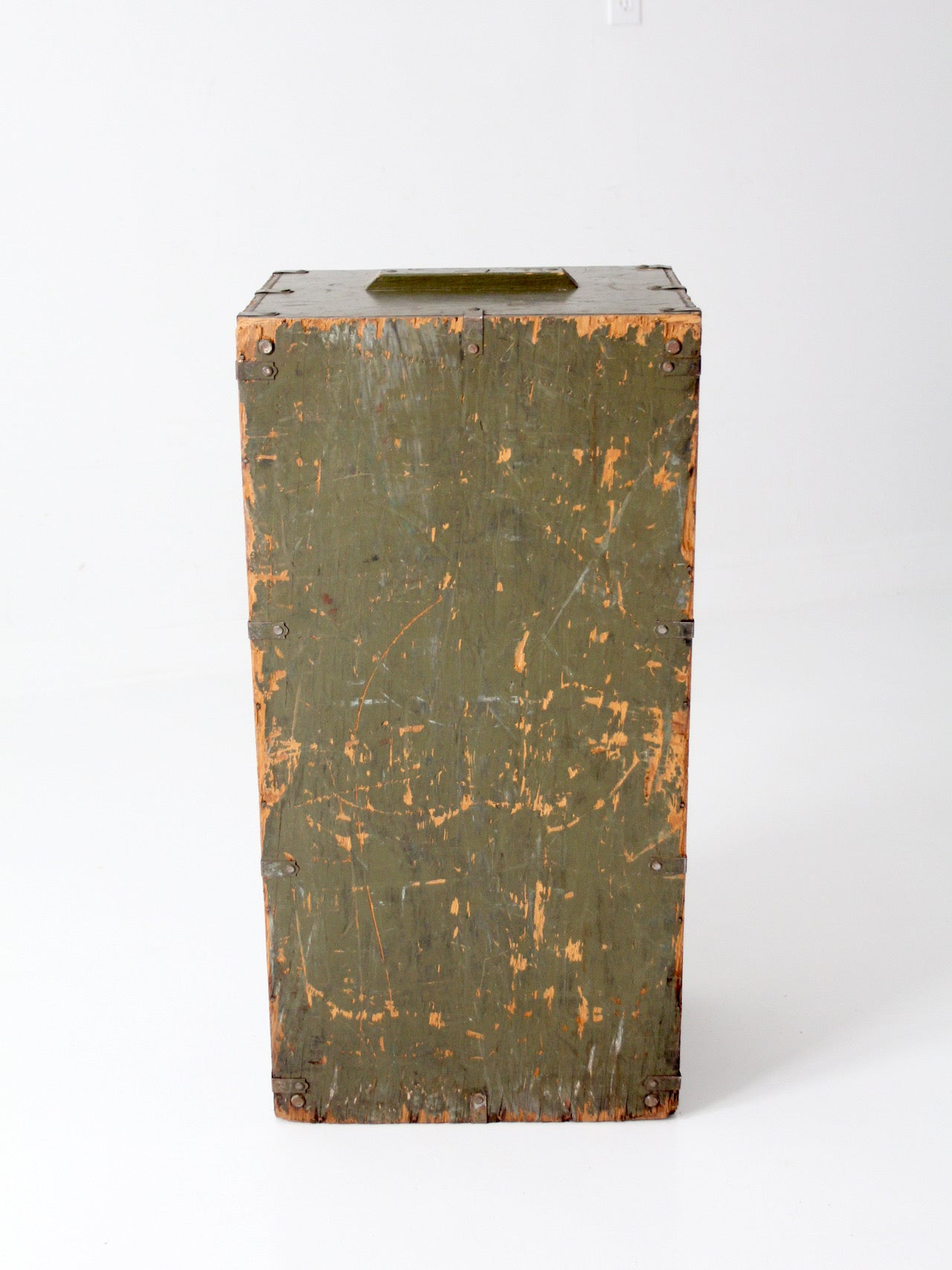 WWII military wooden storage crate trunk