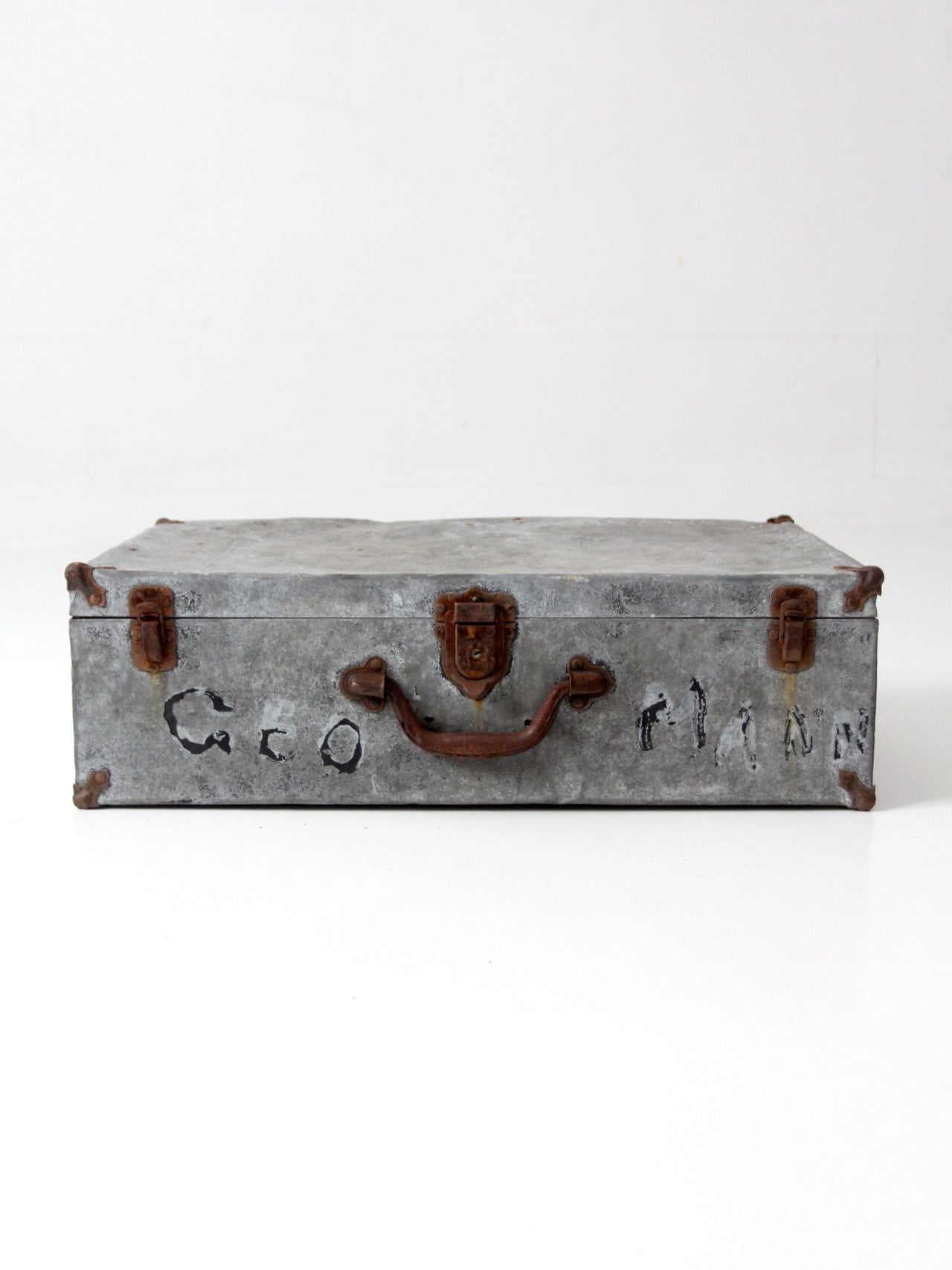 antique galvanized metal travel case