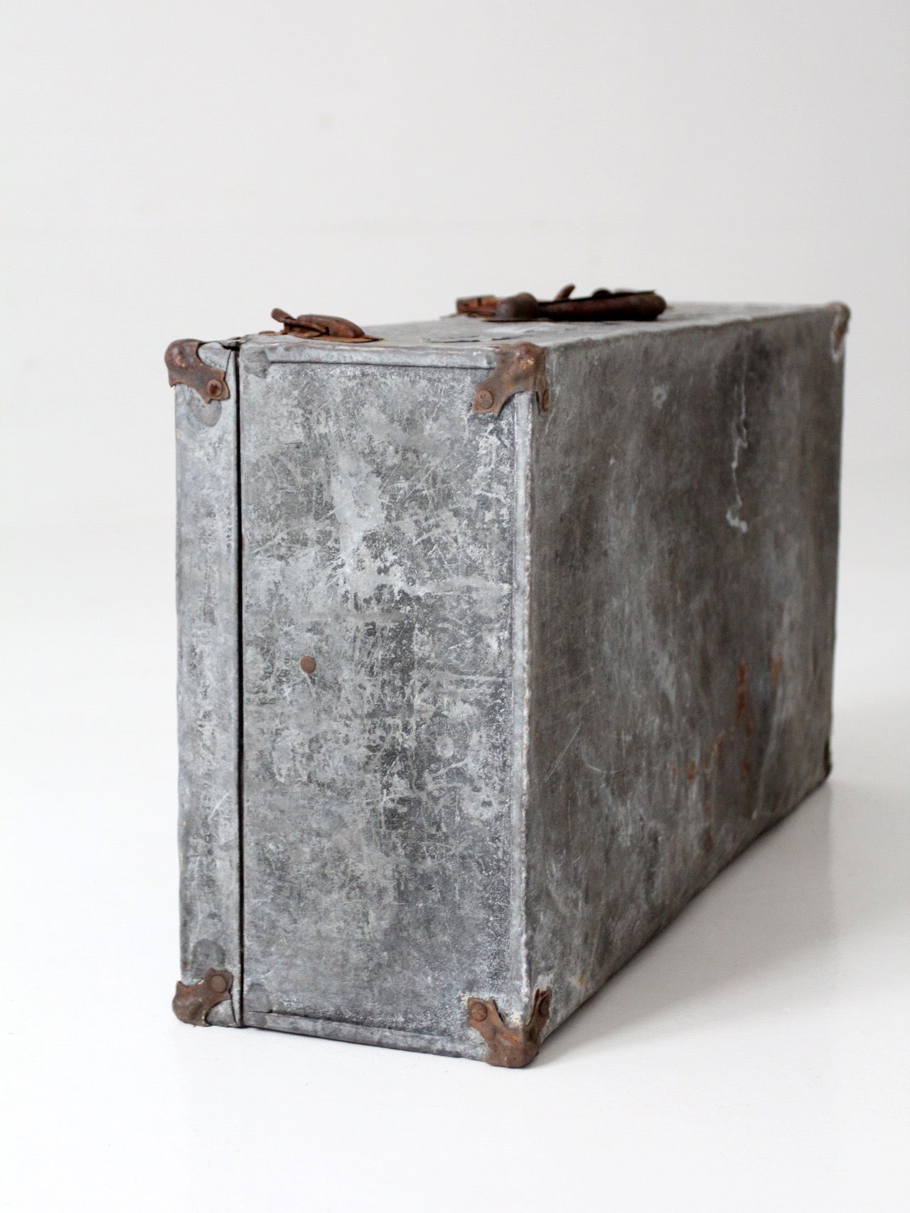 antique galvanized metal travel case