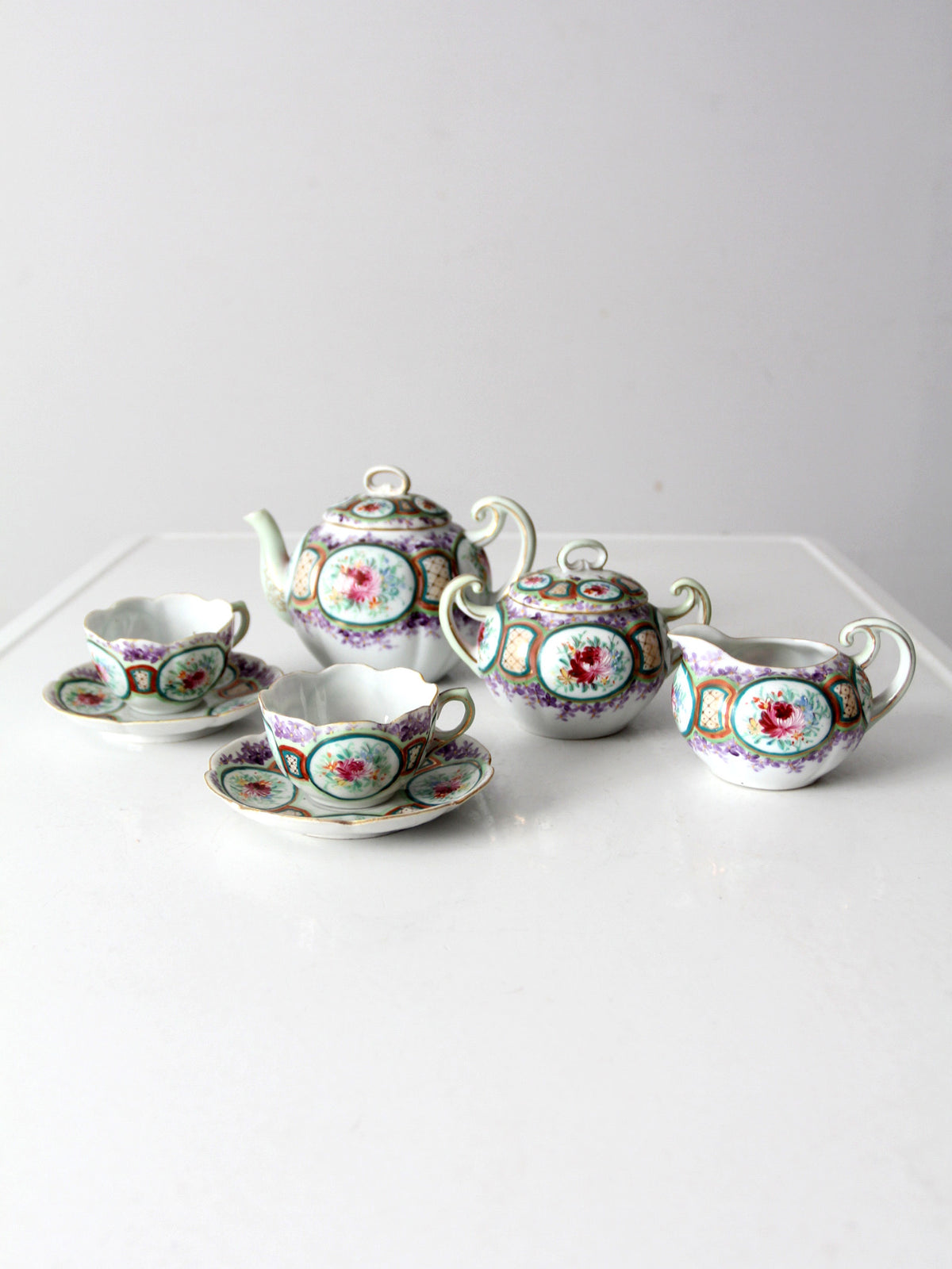 antique floral porcelain tea set