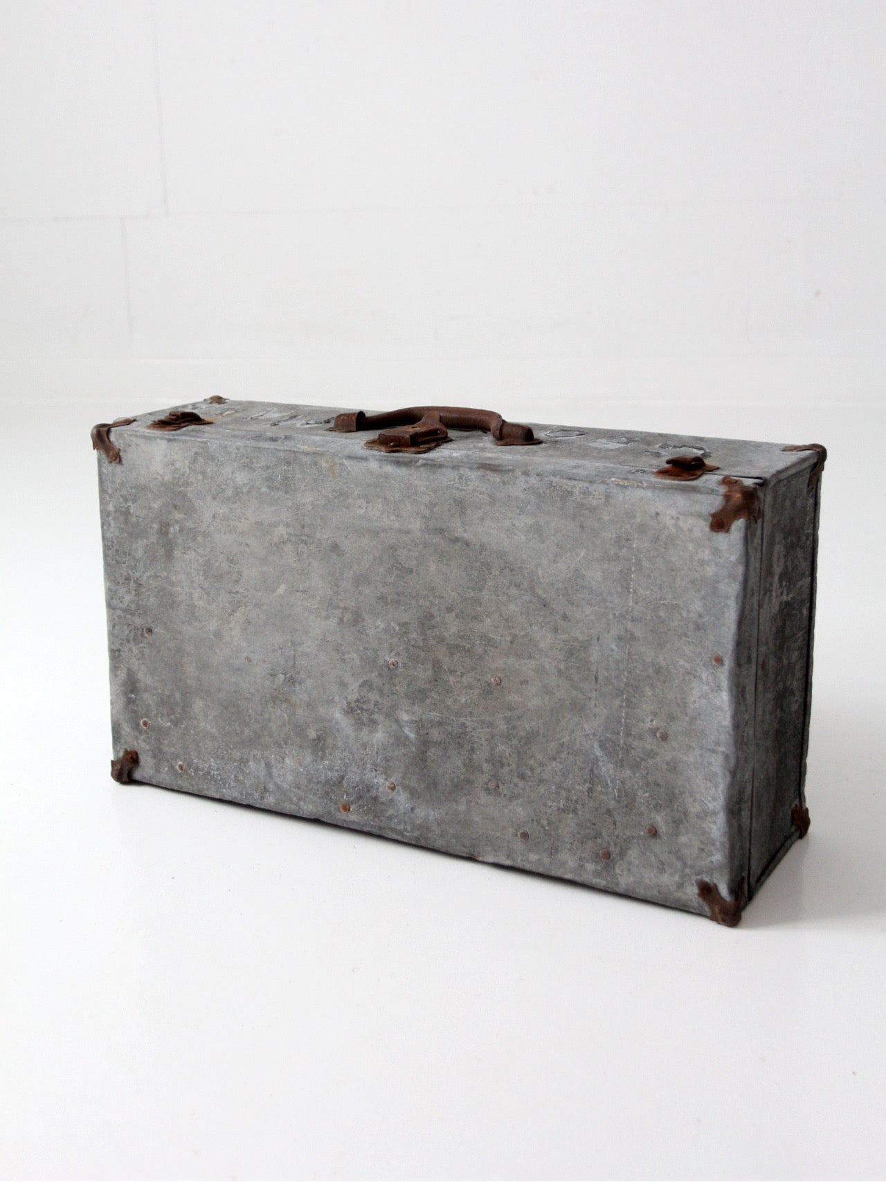 antique galvanized metal travel case