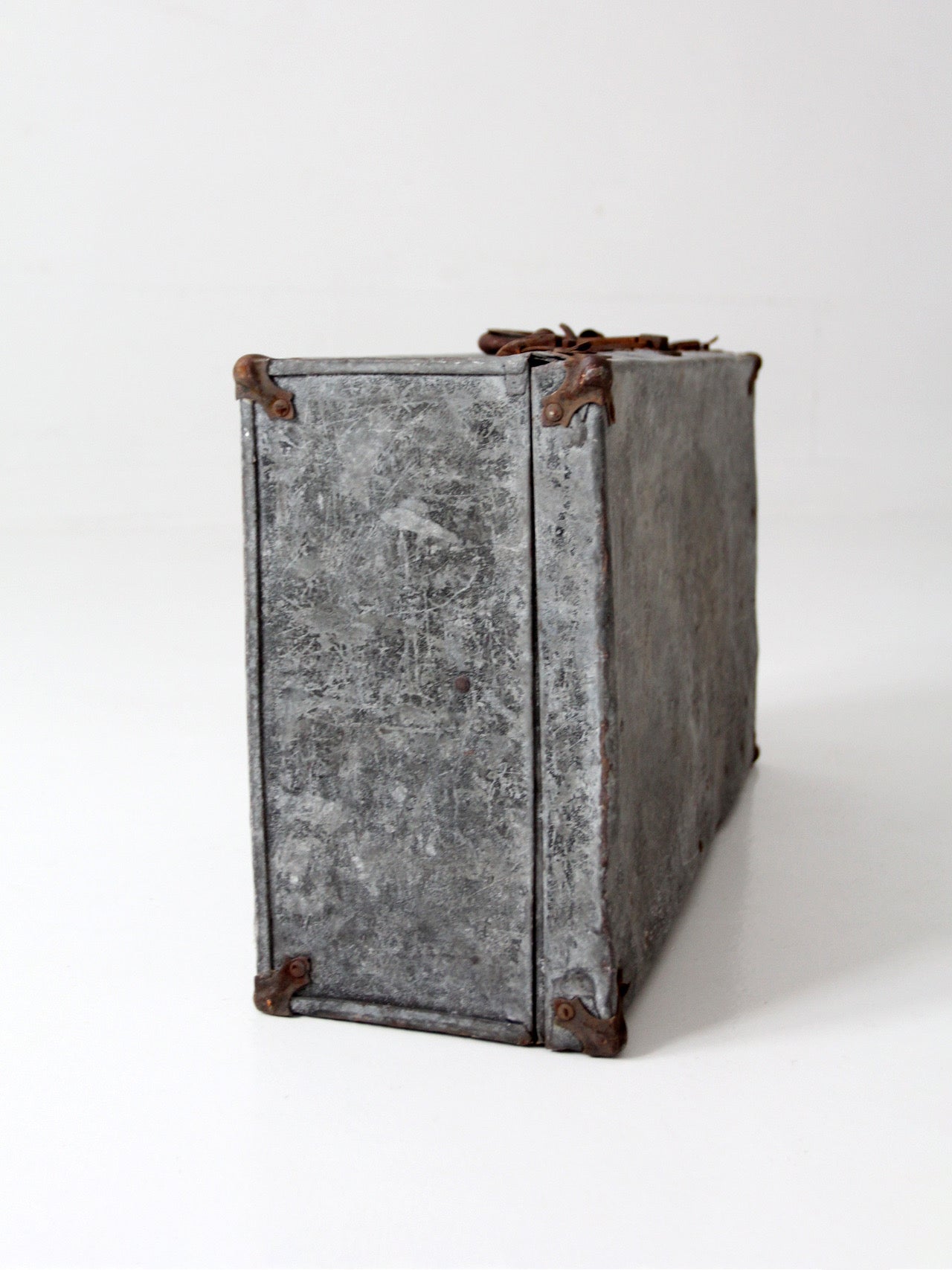 antique galvanized metal travel case