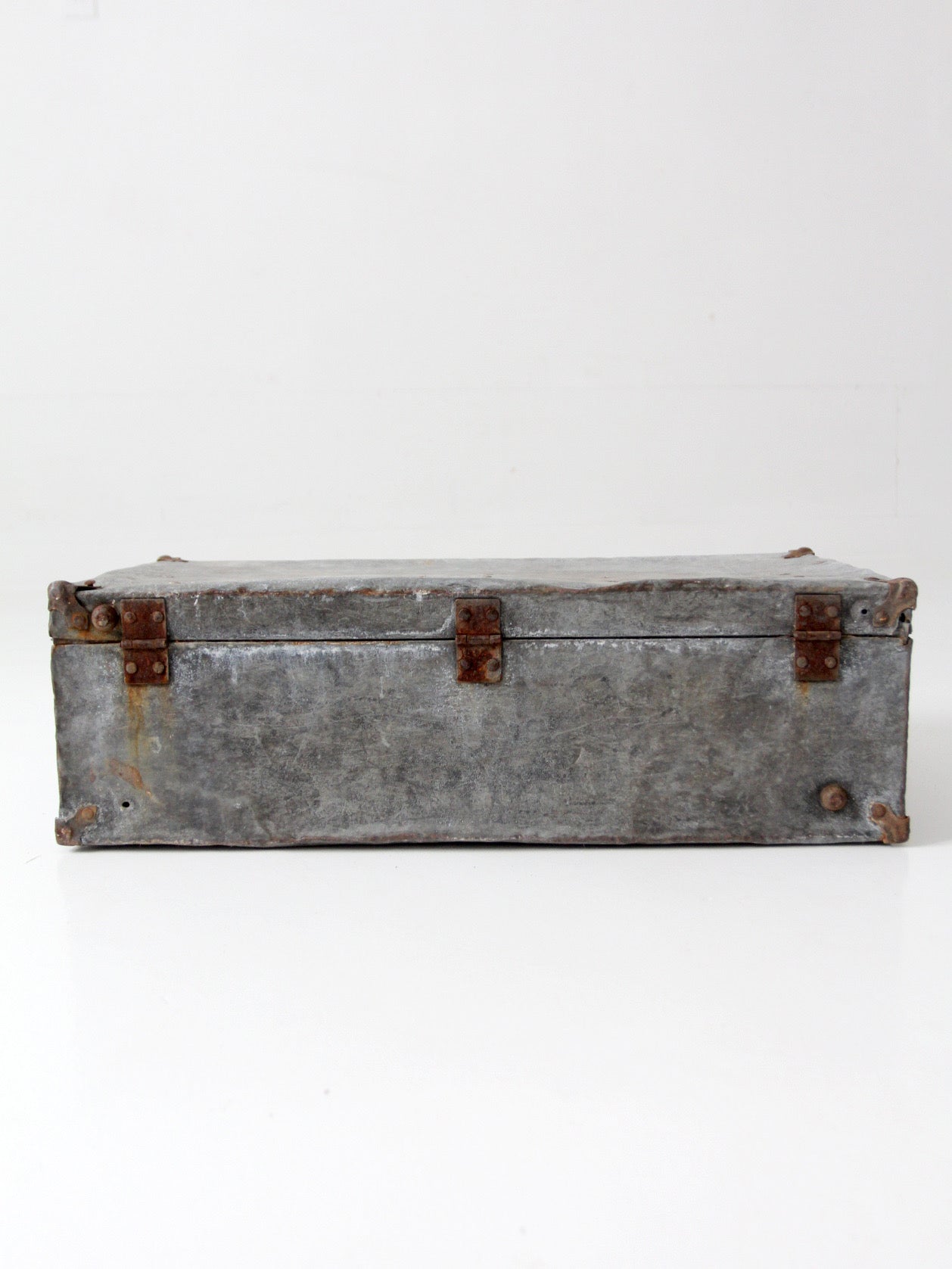 antique galvanized metal travel case