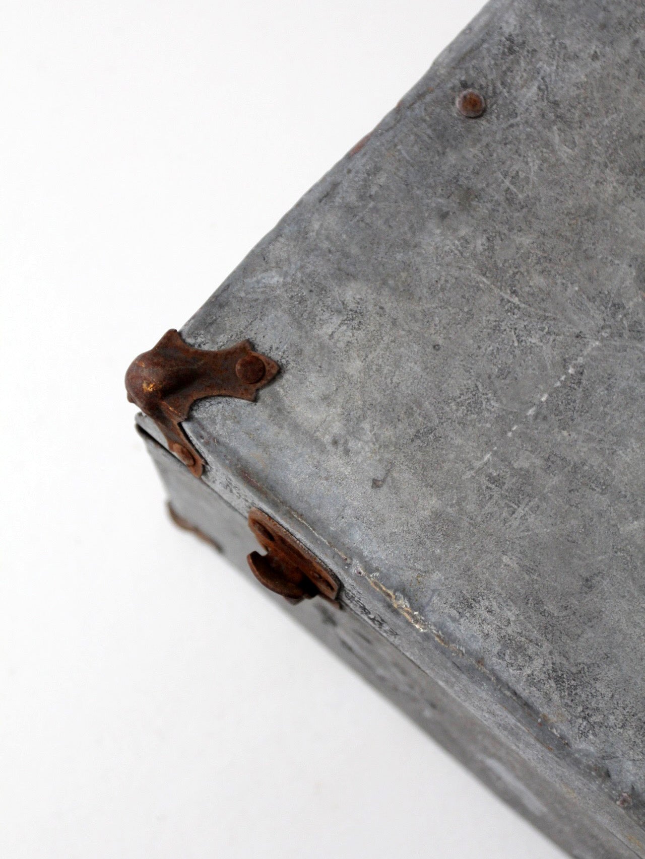 antique galvanized metal travel case