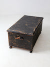 antique black woven canvas trunk