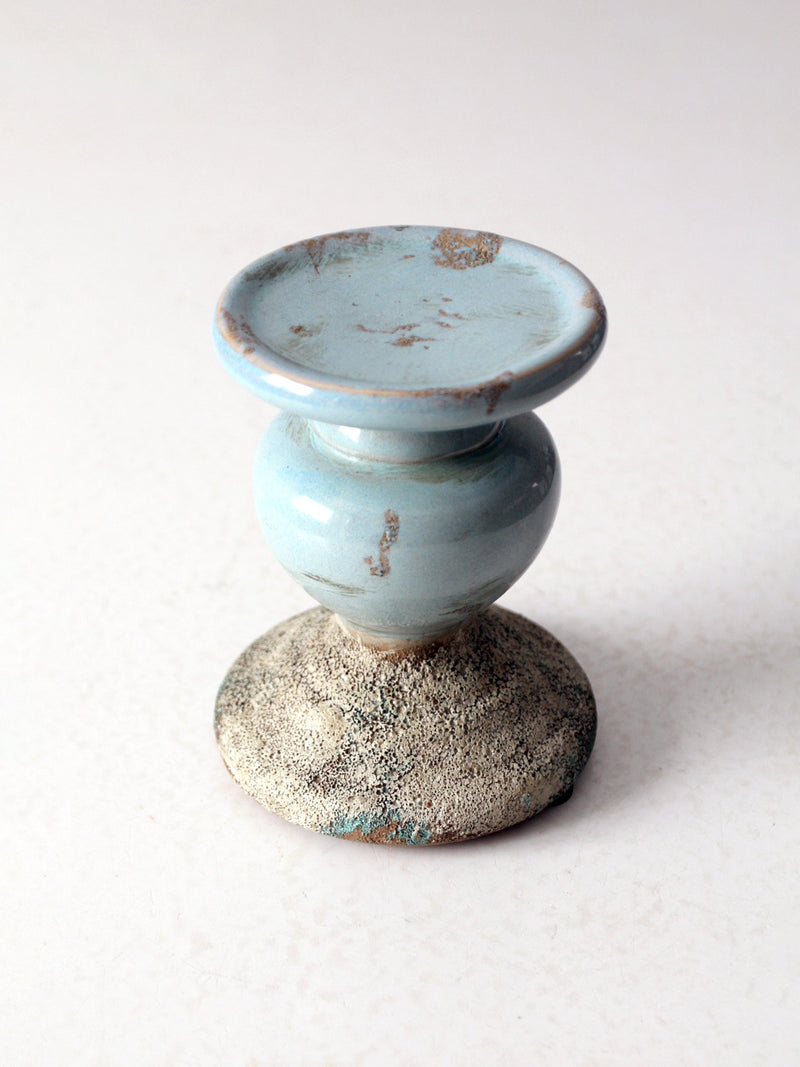 vintage pottery candle pedestal
