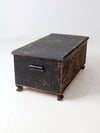 antique black woven canvas trunk