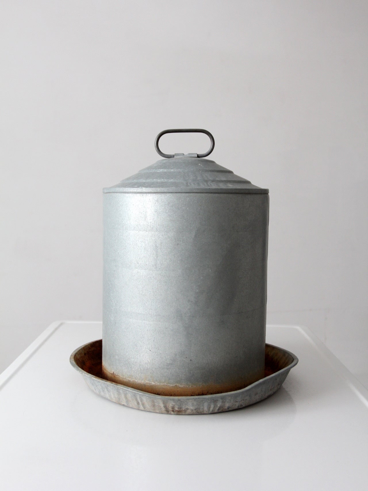 vintage galvanized chicken feeder