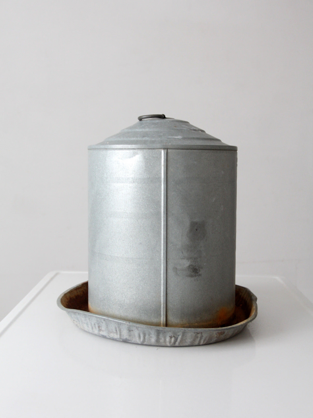 vintage galvanized chicken feeder