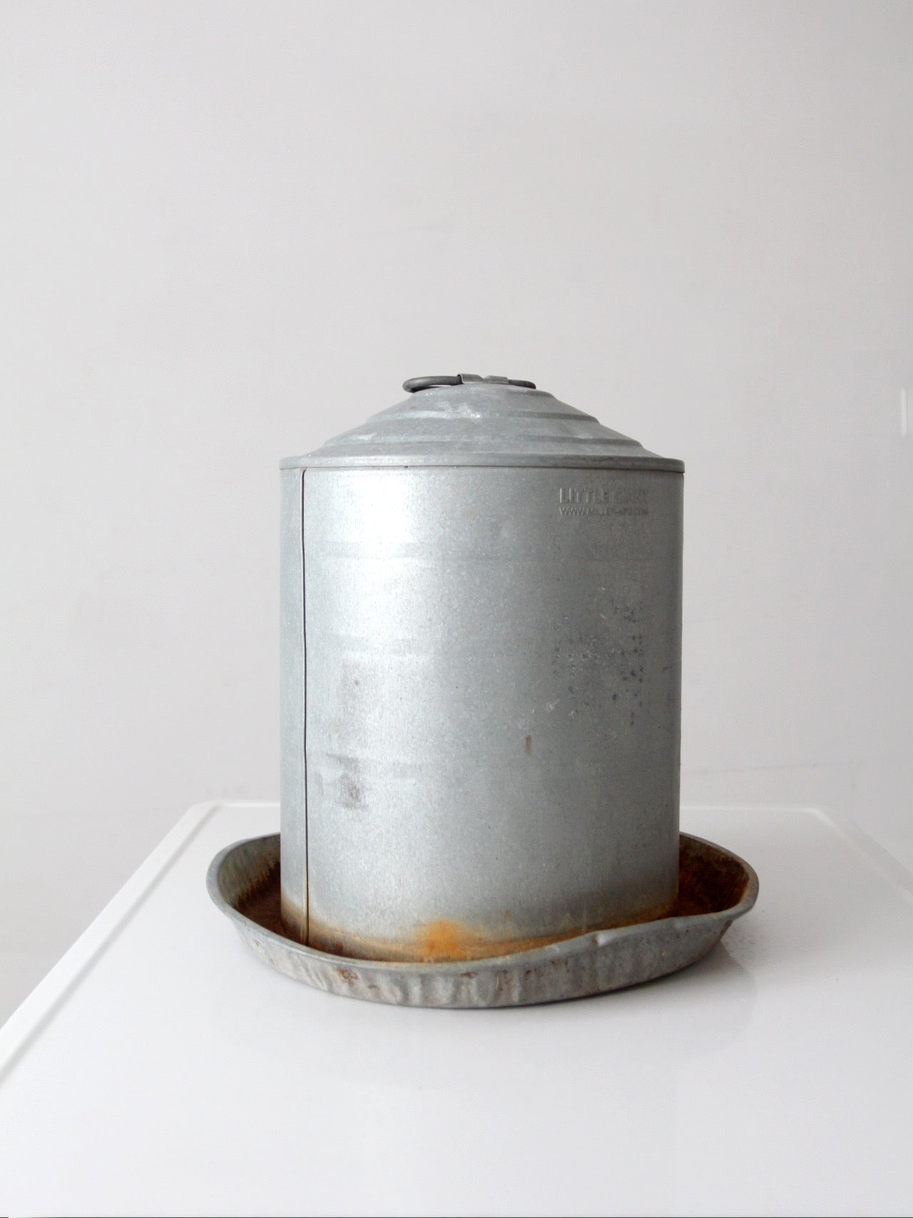 vintage galvanized chicken feeder