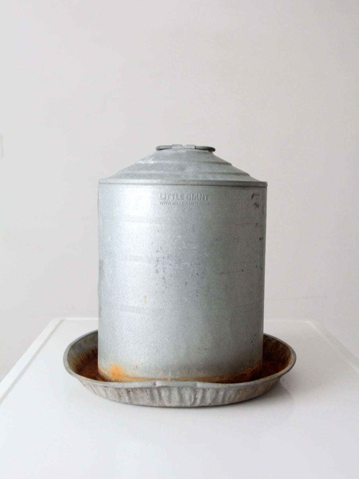vintage galvanized chicken feeder