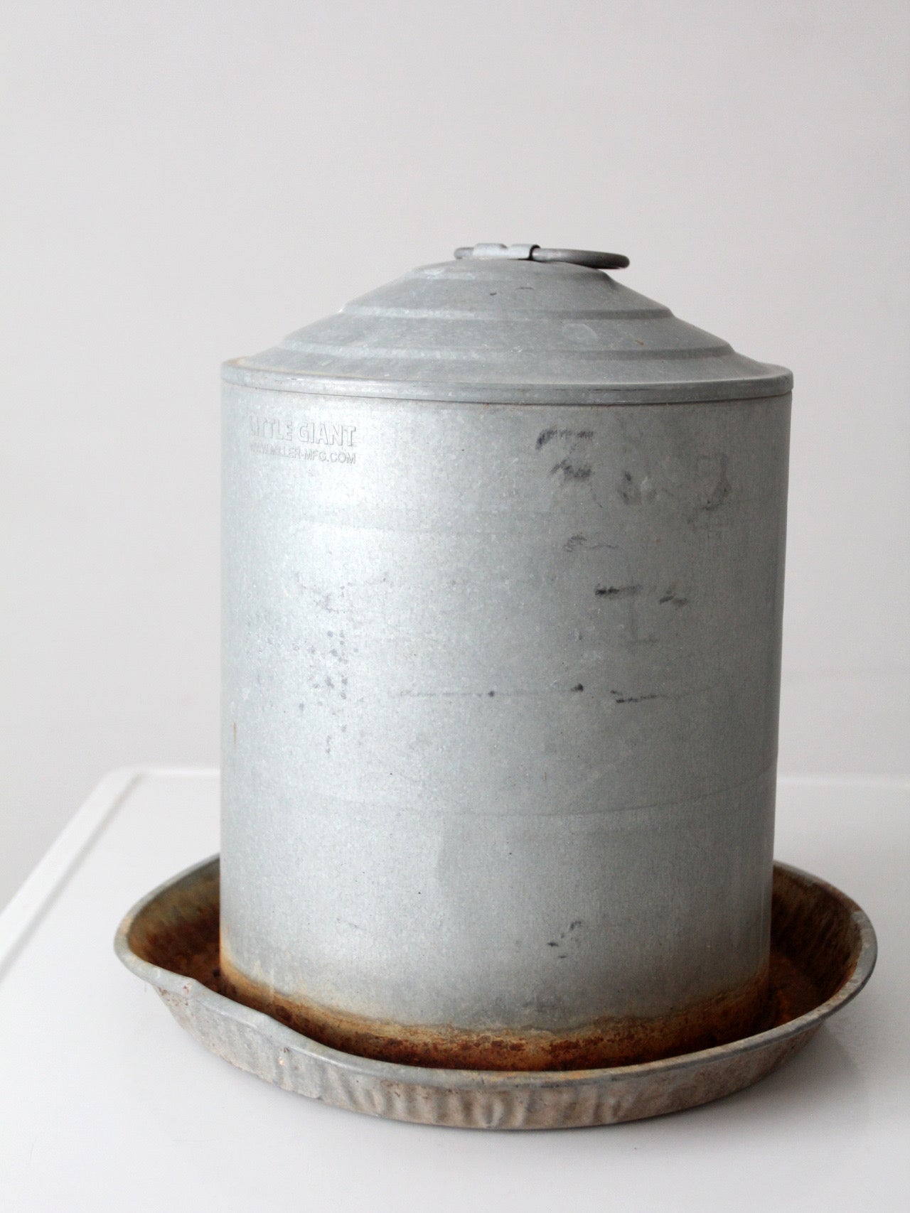 vintage galvanized chicken feeder