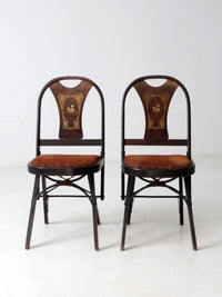 antique art deco folding chairs by Louis Rastetter & Sons pair