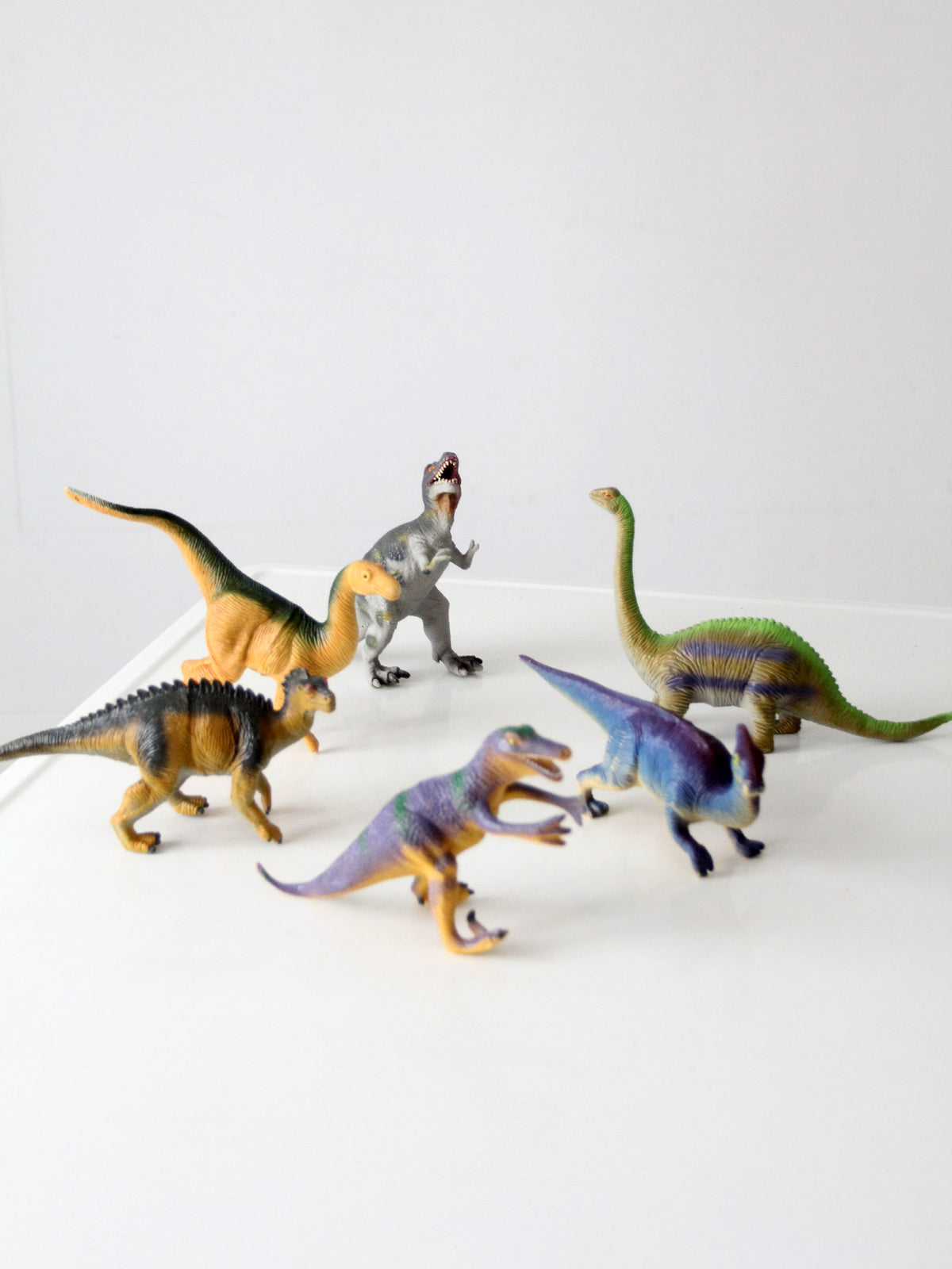collection of six vintage dinosaur figures, 1993–2000