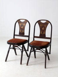 antique art deco folding chairs by Louis Rastetter & Sons pair