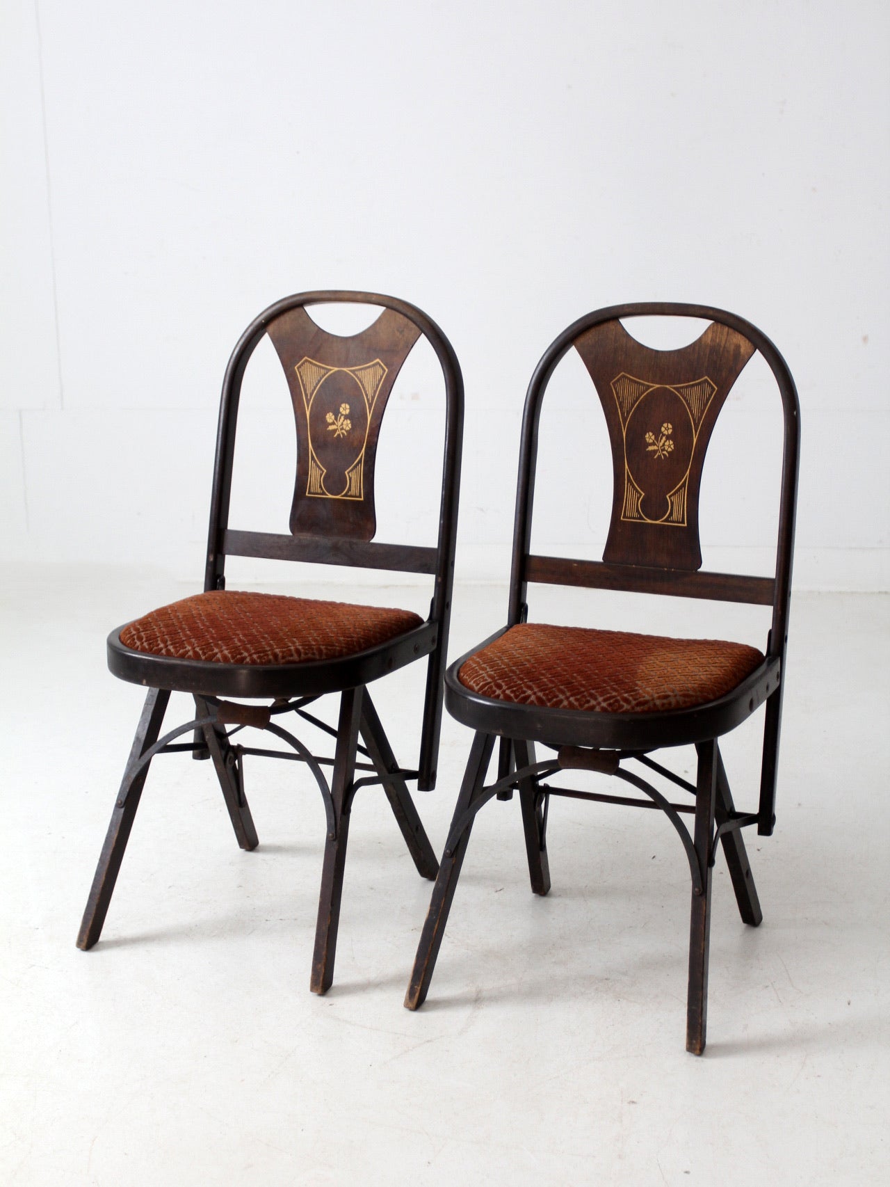 antique art deco folding chairs by Louis Rastetter & Sons pair