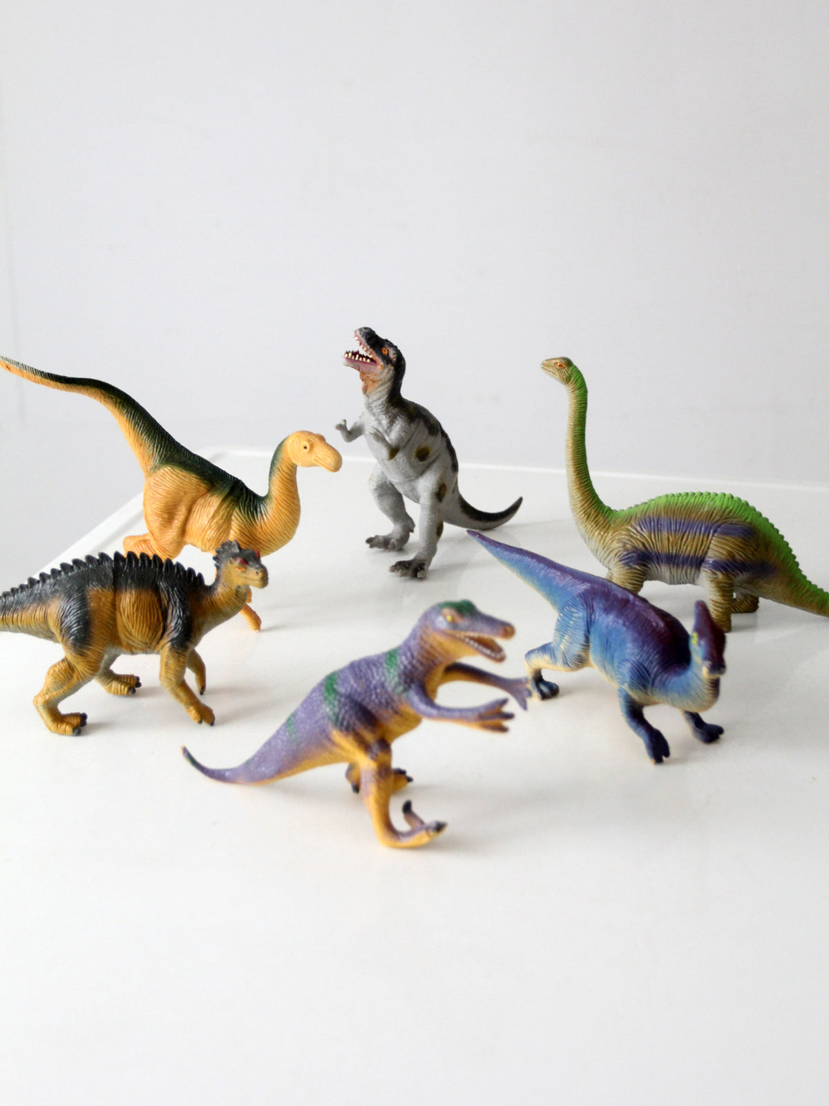 collection of six vintage dinosaur figures, 1993–2000