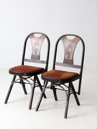 antique art deco folding chairs by Louis Rastetter & Sons pair