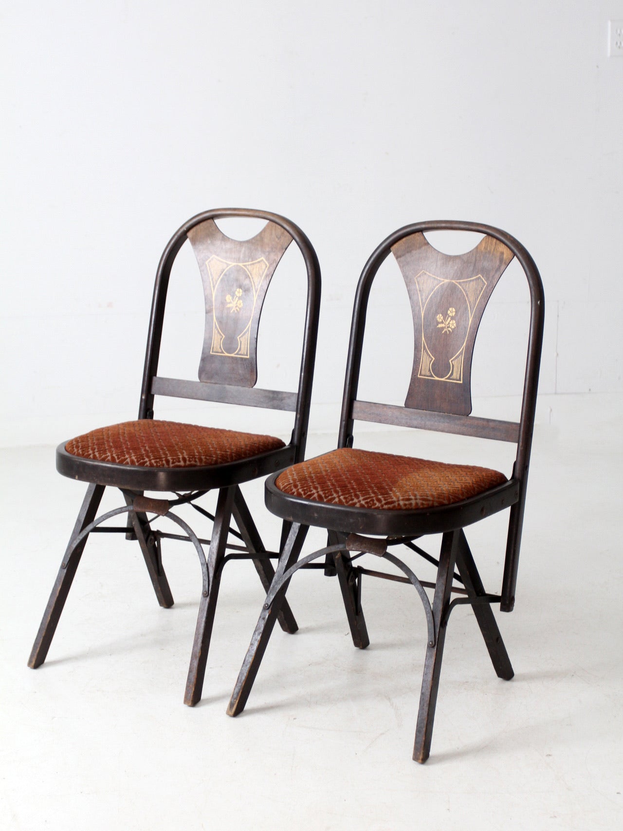 antique art deco folding chairs by Louis Rastetter & Sons pair