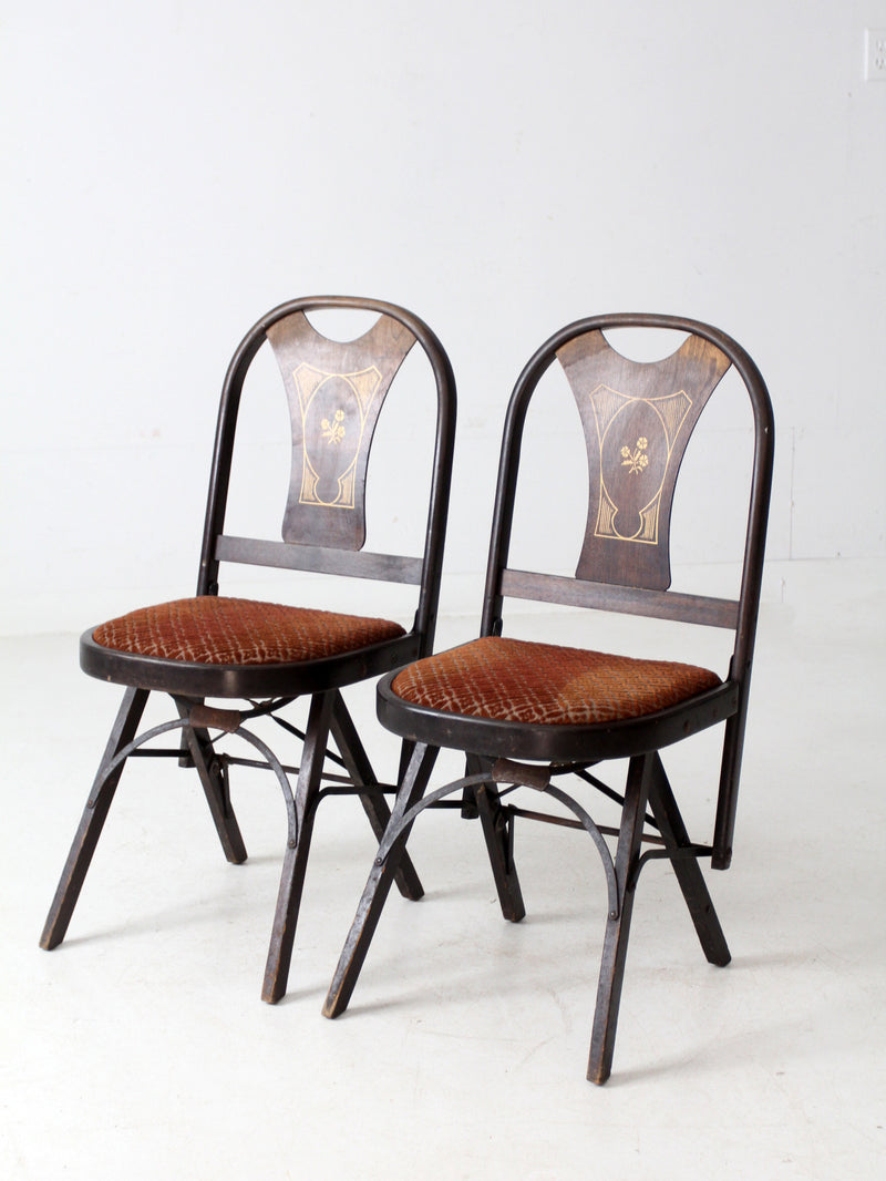 antique art deco folding chairs by Louis Rastetter & Sons pair