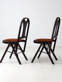 antique art deco folding chairs by Louis Rastetter & Sons pair