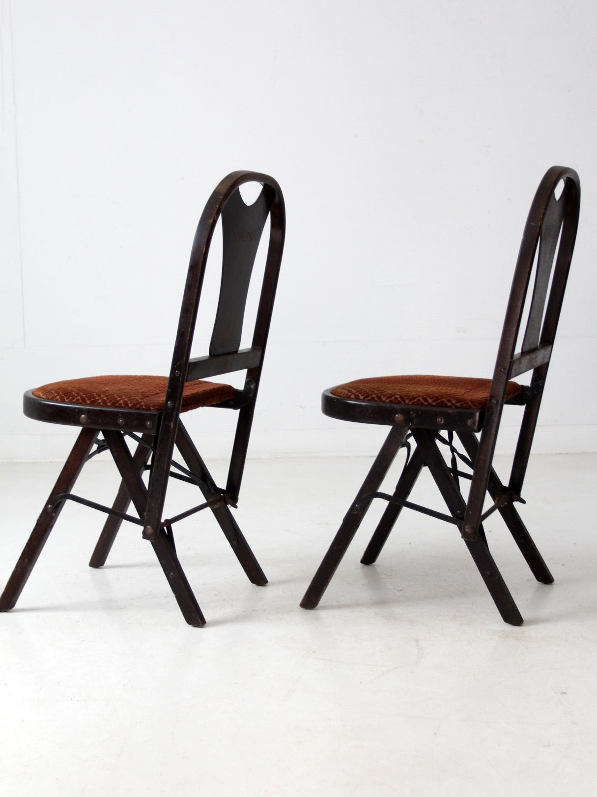 antique art deco folding chairs by Louis Rastetter & Sons pair