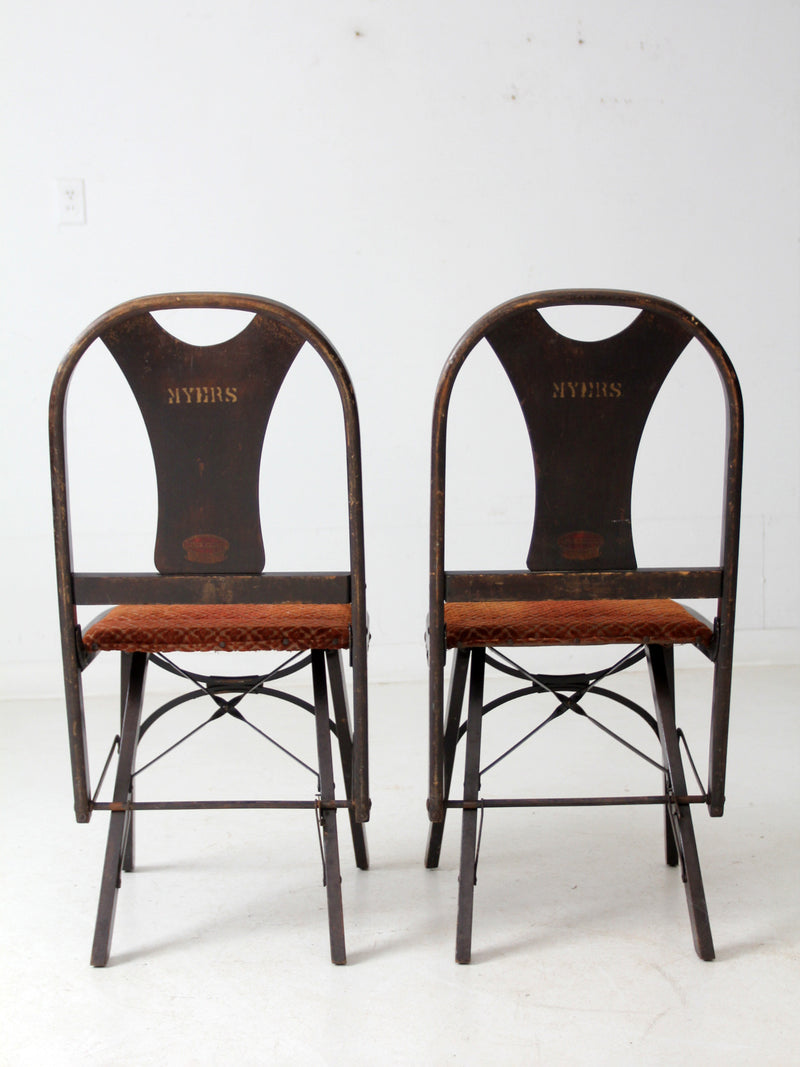antique art deco folding chairs by Louis Rastetter & Sons pair
